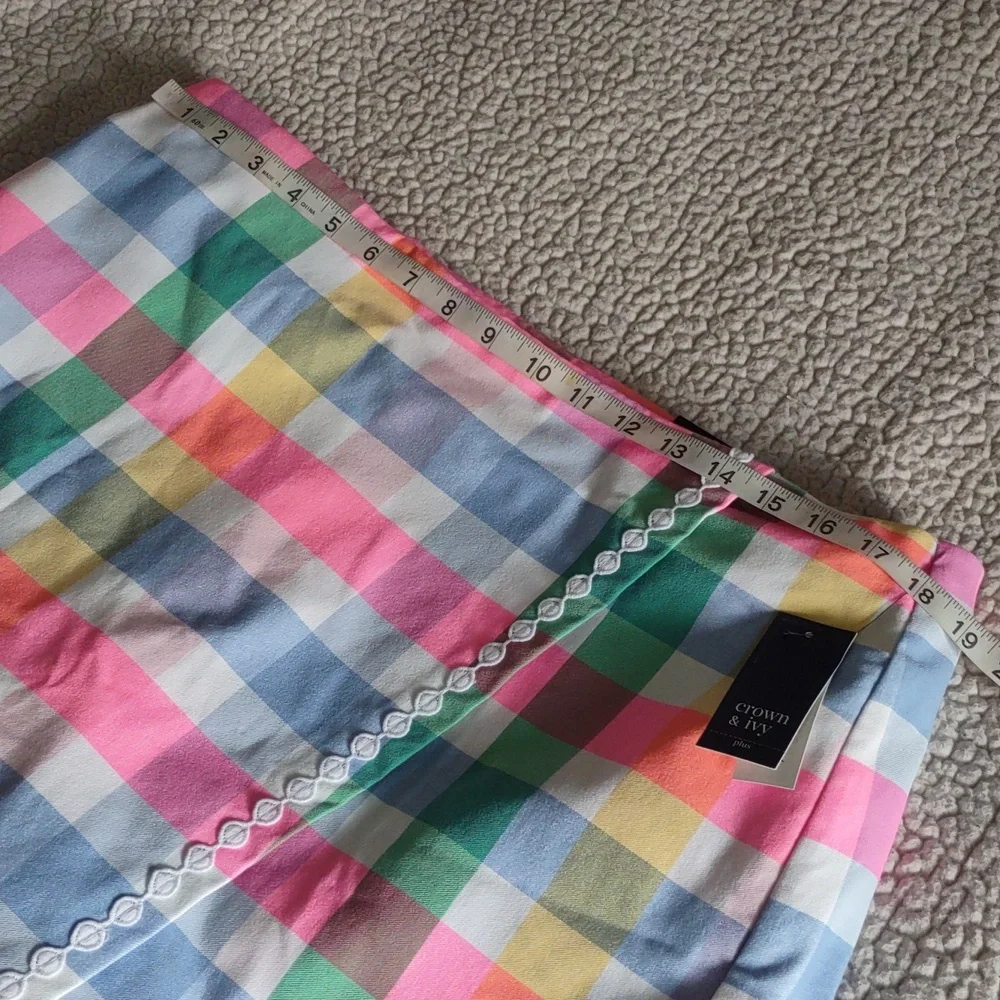 NWT Crown & Ivy Pastel Plaid Skort 16W